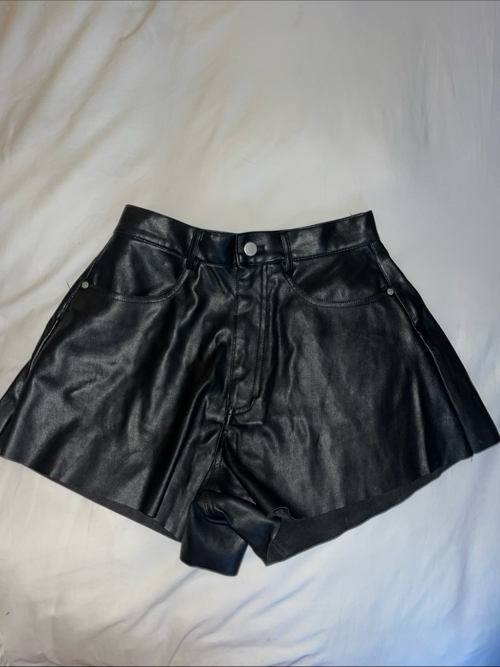 WeWoreWhat Black High-Rise Faux Leather Shorts never worn